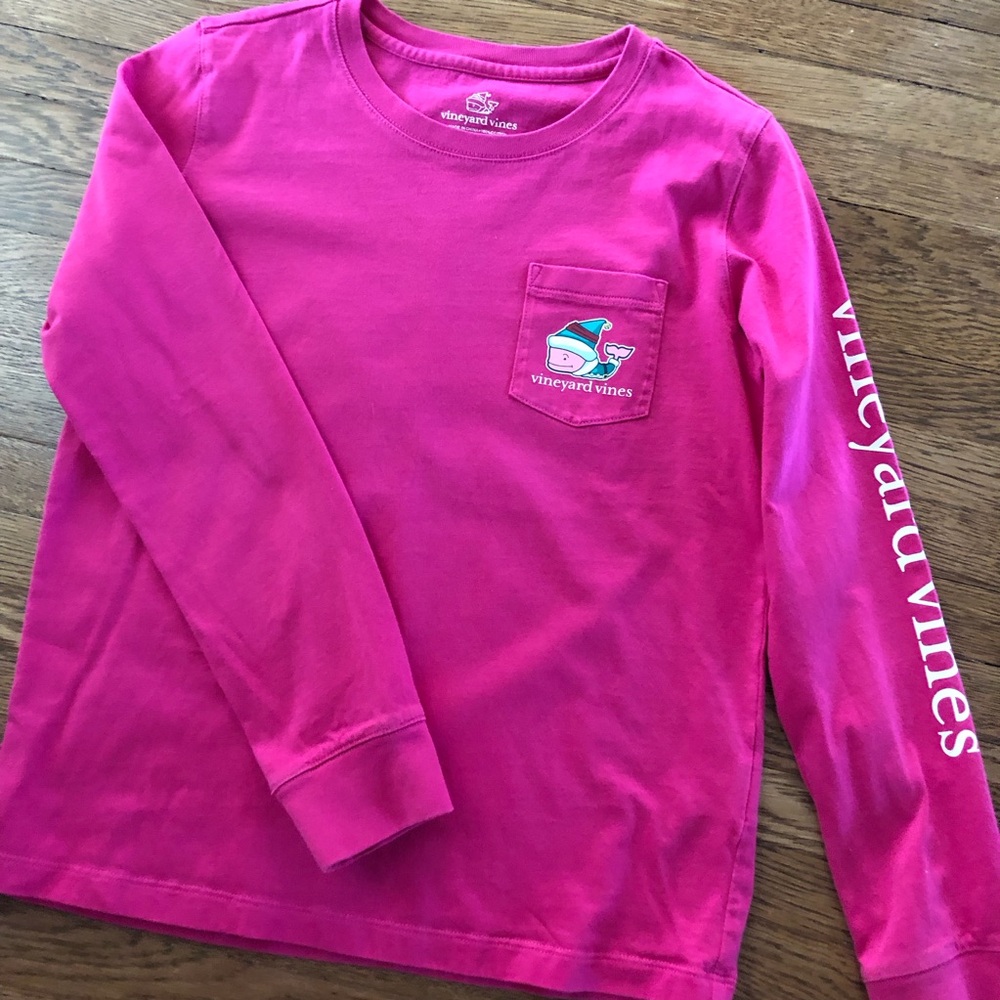 Vineyard vines pink long sleeve Christmas tee girls 2017 Medium 10-12